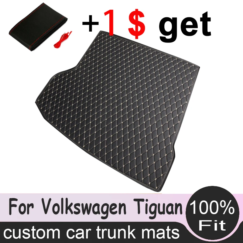 

Кожаные Коврики для багажника на заказ для Volkswagen Tiguan 2009-2021, коврик для заднего багажника, коврик для пола, поднос, ковер, грязь