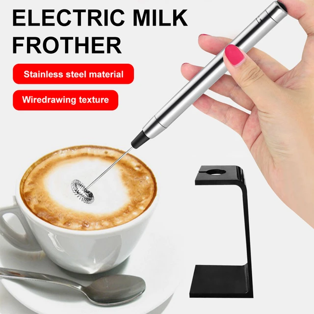 Milk Frother Handheld With Stainless Steel Stand,Electric Milk Frother For  Coffee,Electric Whisk Drink Mixer For Lattes - AliExpress