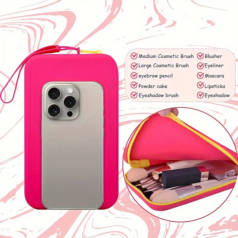 Square Silicone Storage Bag, Portable Travel Cosmetics and Toiletries Bag, Multifunctional Waterproof Cosmetic Bag with Zipper 4