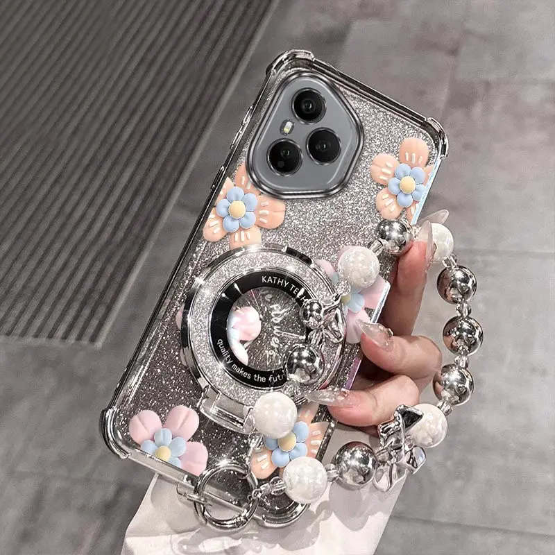 Decorative Flower Plating Bracelet Holder Phone Case Cover