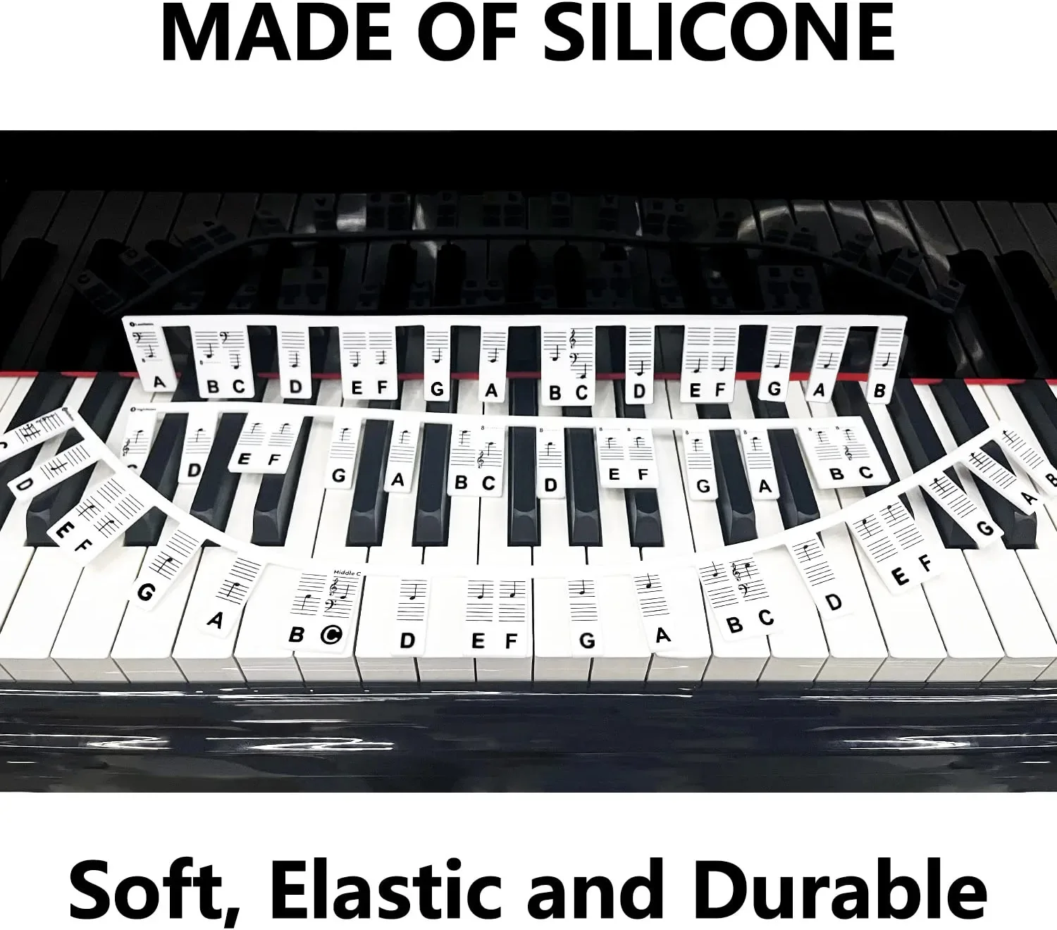 Electronic Piano Piano Keyboard Stickers Silicone Removable Note Labels for 88/61 Key Learning Beginner