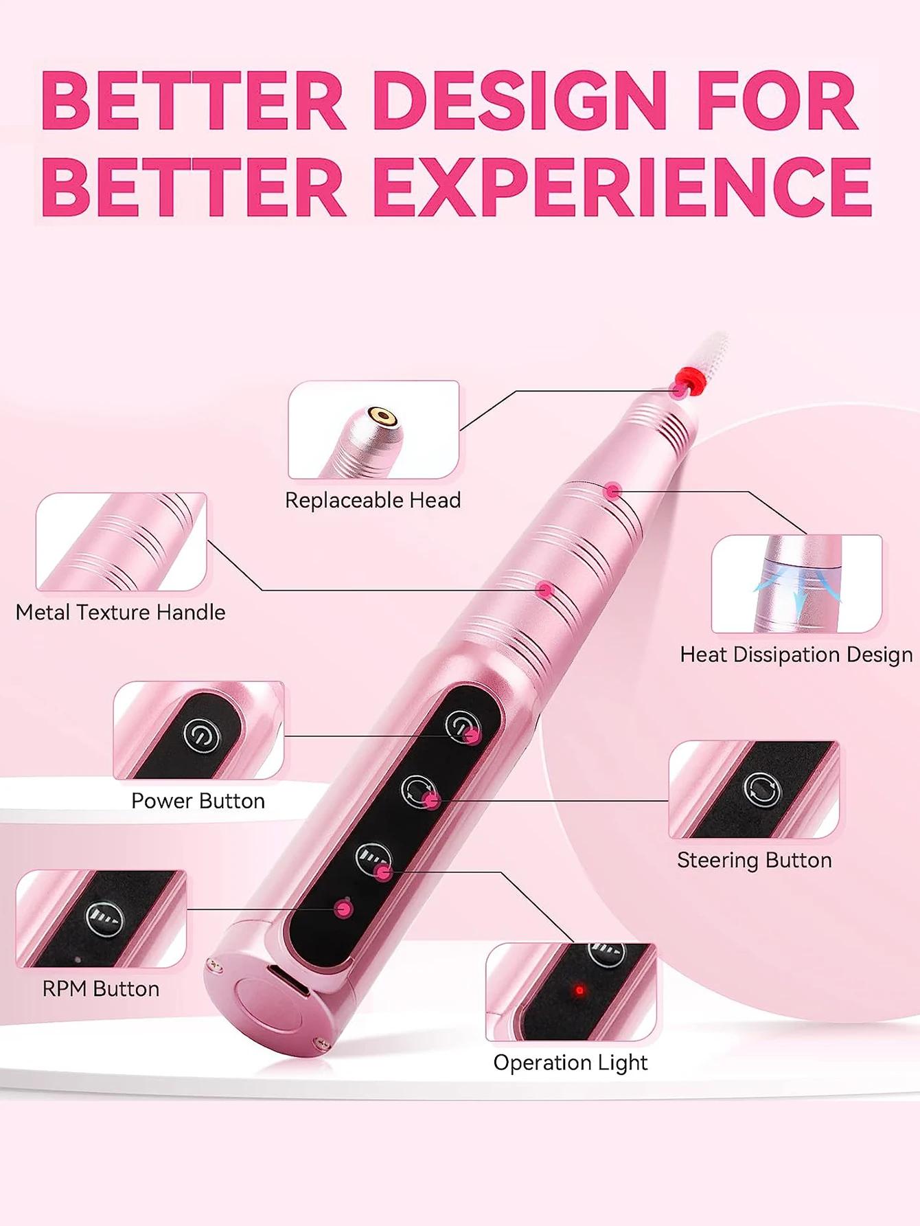 전문 무선 충전식 전기 네일 드릴 기계, 다기능 매니큐어 기계 용품, 35000RPM