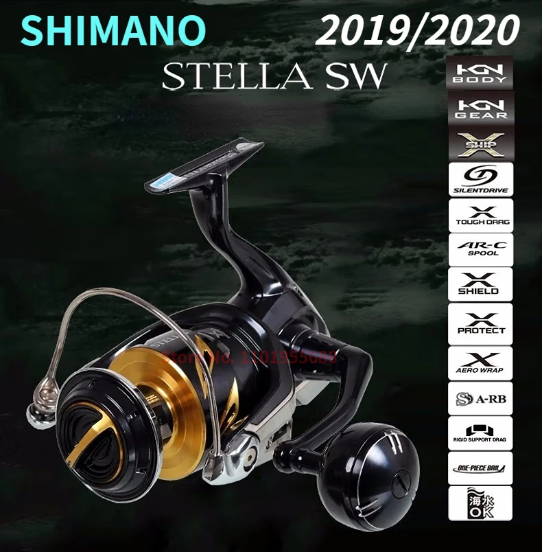 Original SHIMANO 2020/2019 STELLA SW Spinning Fishing Reel 4000 5000 6000  18000 20000 30000 Saltwater Fishing Wheel