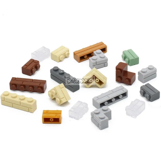 MARUMINE 200PCS MOC Building Blocks Accessories 1x2 Dots Bricks Cube Parts Compatible 98283 Houses Wall Pieces Classic DIY Toys 5