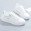 Zapatos de suela gruesa para mujer, zapatillas informales transpirables con plataforma, cabeza redonda, color blanco, primavera y otoño, 2024