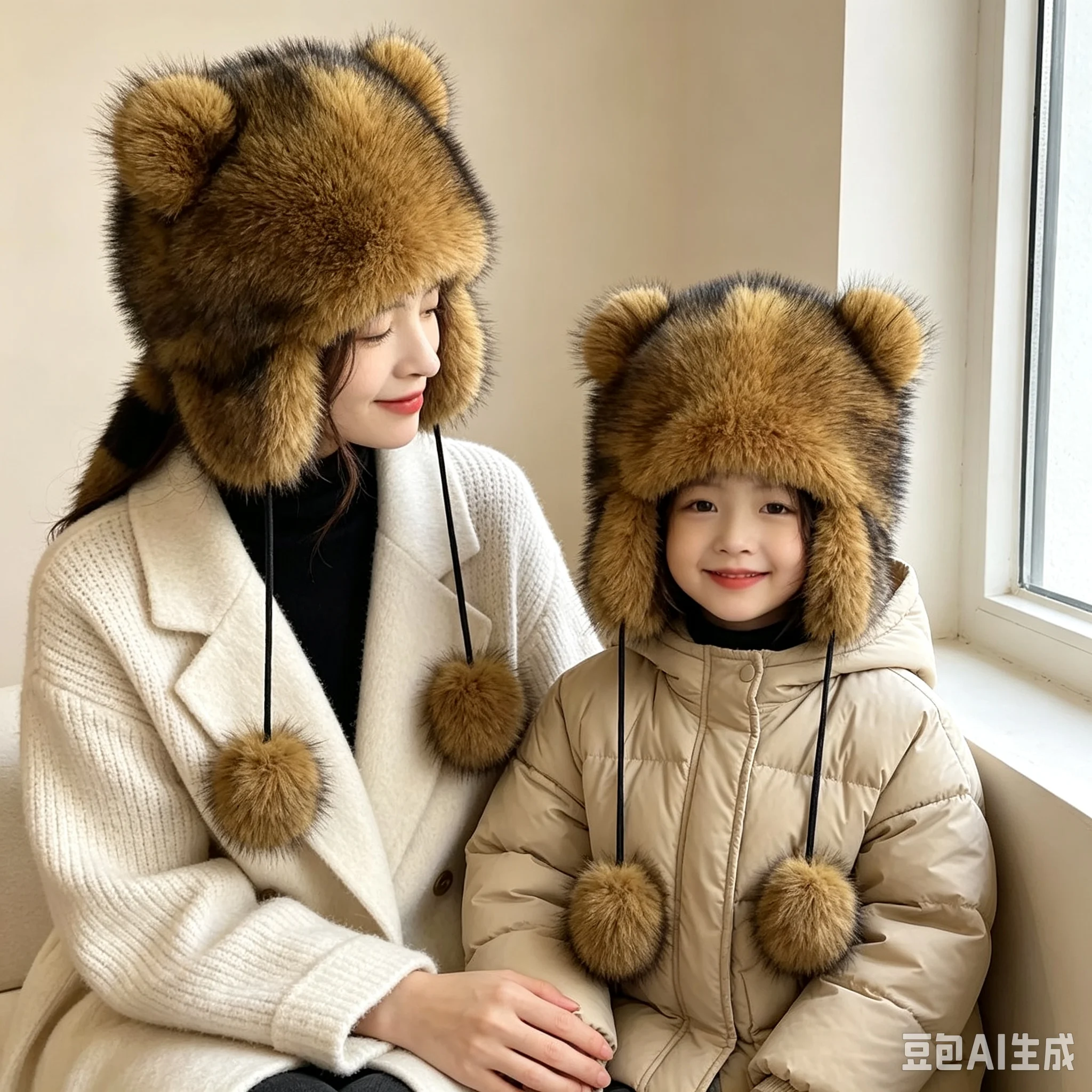 Winter Plüsch Kunstfell-Mütze für Damen Dicke Flauschige Ohrenschutz-Kappe Winddichte Warme Kopfbedeckung Balaclava-Mütze Damen Panama Russische Mütze