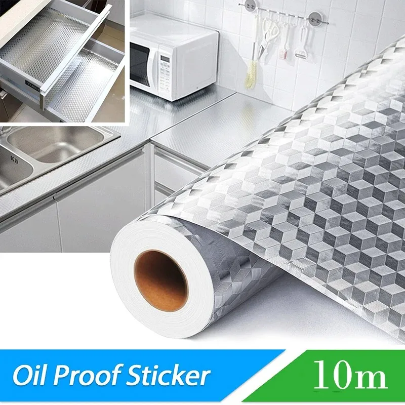 40cm High Temperature Self-adhesive Countertop Cabinet Decoration Wallpaper Kitchen Oil Proof Sticker Fire-resistant And Durable