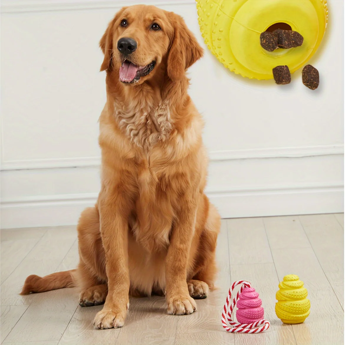 Durable Rubber Dog Chew Toy with Treat Dispenser-Interactive Puzzle Grenade Design for Mental Stimulation & Dental Health 2