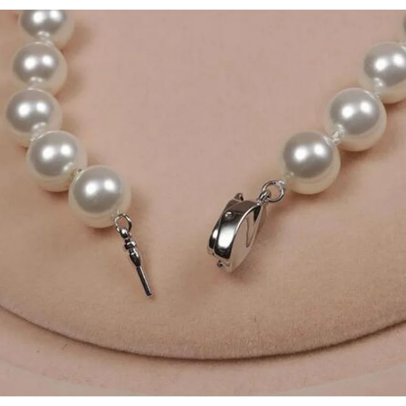 A  Natural Shell Pearl Necklace 8mm White Pink Color Sea Shell DIY Hand Made Fashion Jewelry