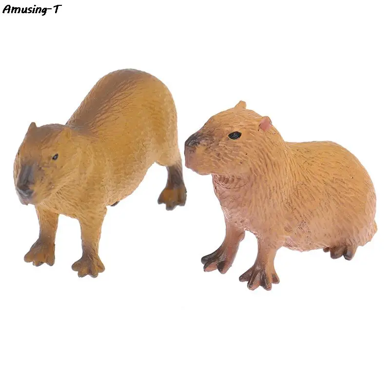 

New Simulation Capybara Oranments Mini Cute Wild Animals Model Figurines Capybara Action Figure Children's Collection Toy Gift