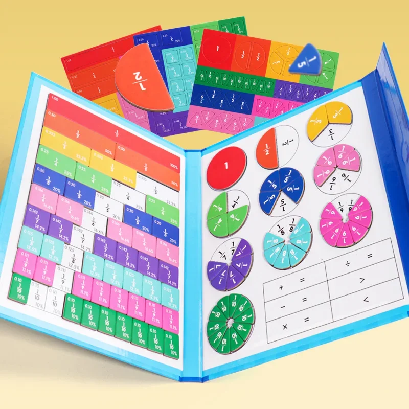 Montessori Fraction Learning Math Toy Magnetic Arithmetic Teaching Aids Wooden Book Educational Toys for Children Christmas Gift 4