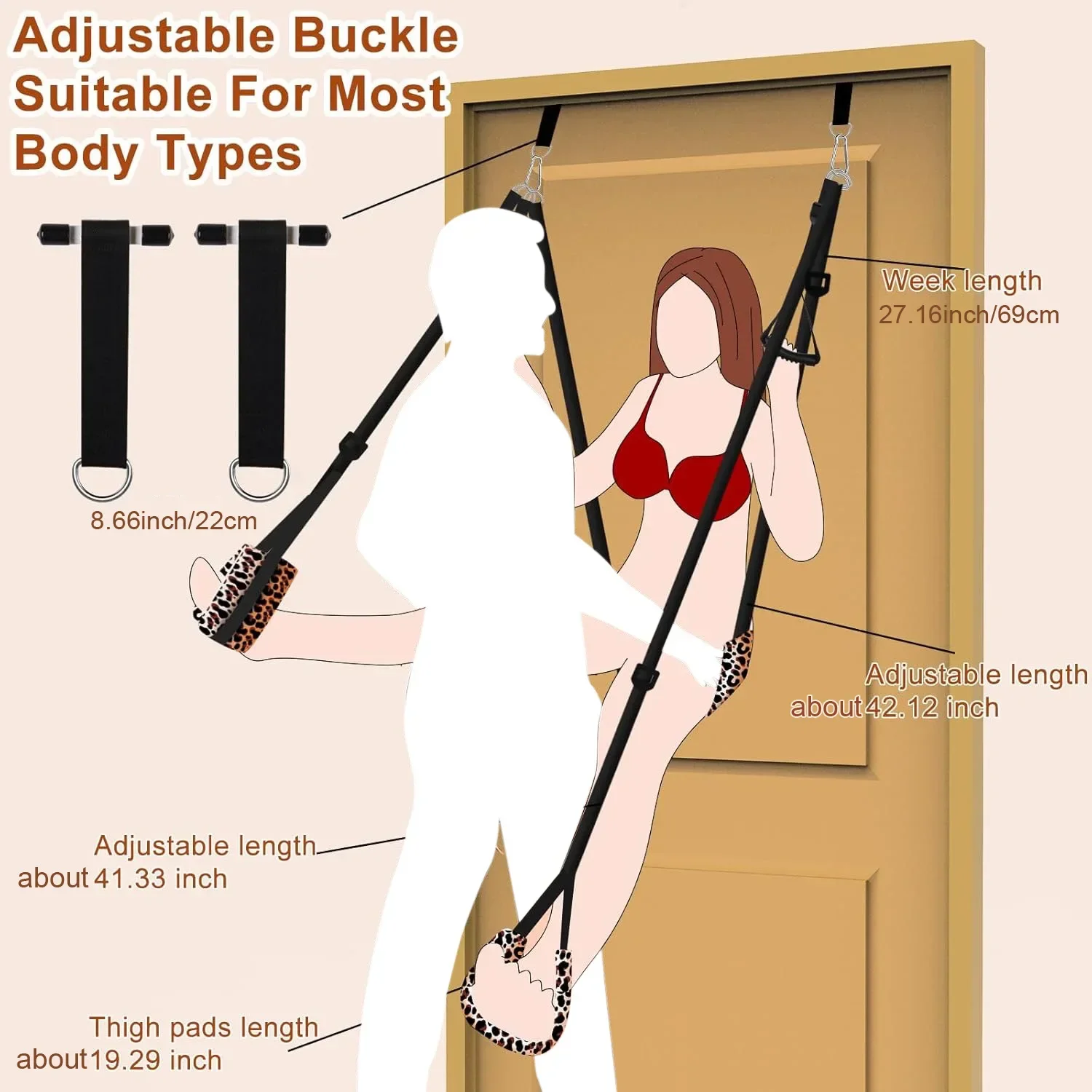 Over the Door Sex Swing Adjustable Straps with Seat Hanging Adult Cushion Door Swing M Split Leg Strap Sex Toys for Couples
