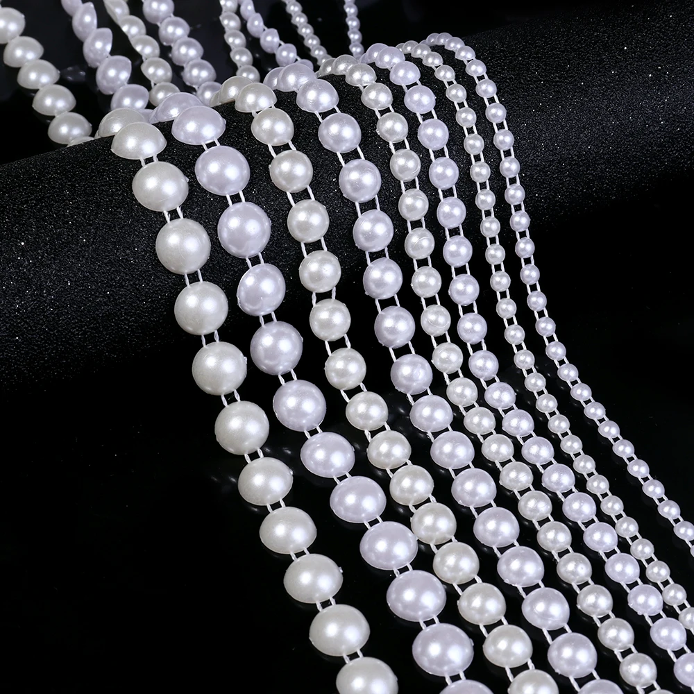 Ivory White Imitation Pearl Bead Chain for DIY Decoration and Jewelry Crafting