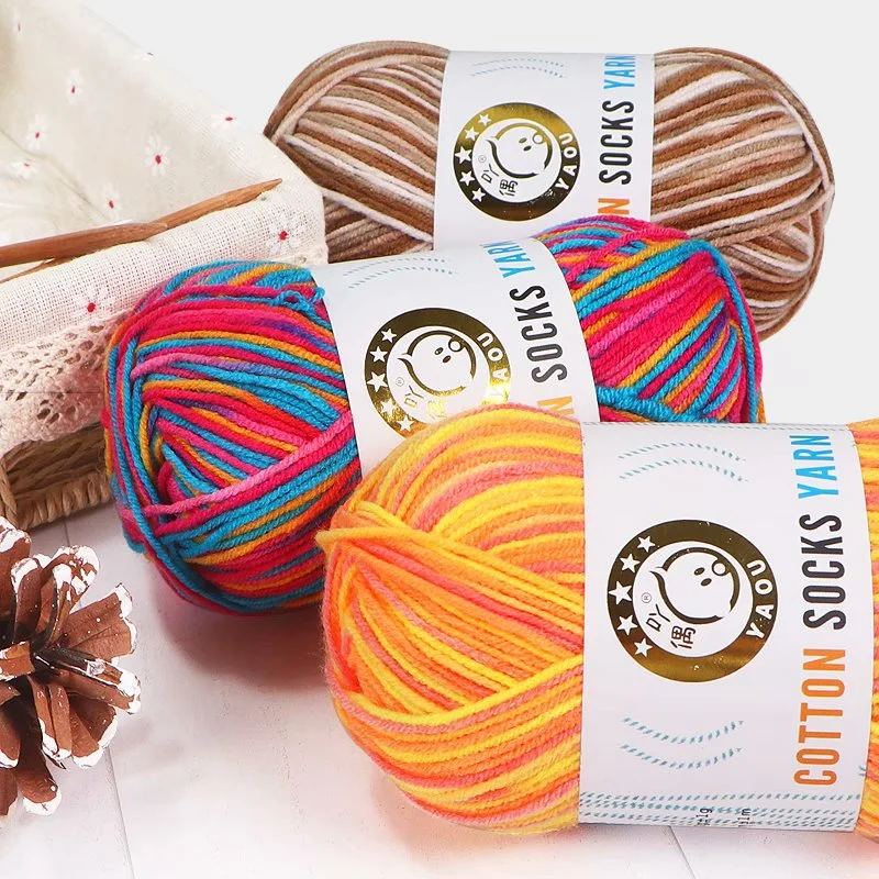 1Pc 50g Milk Cotton Yarn for Knitting Crochet Soft Wool Yarn Rainbow threads Scarf Sweater blanket sock DIY Needlework line 2