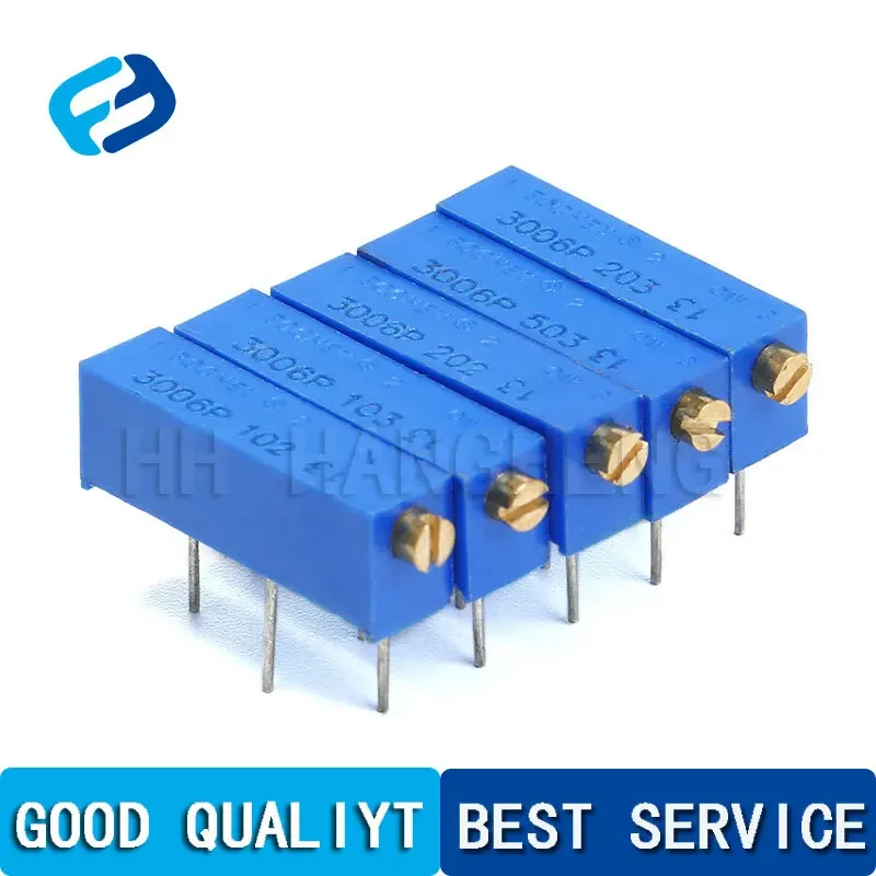 10 Pz 3006P Potenziometro Regolabile Multigiro Di Precisione 1K 2K 5K 10K 20K 50K 100K 200K 500K 100R 200R 500R 100 200 500 Ohm