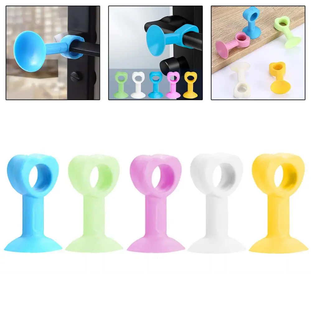 

5pcs/lot Silicone Door Stopper Stops Non-perforated Door Suction Cup Door Handle Bumper Mute Protect Walls Furniture Fittings