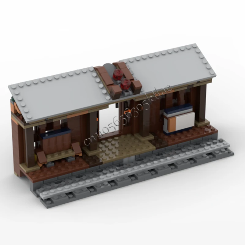 238 PCS MOC 클래식 철도역 빌딩 블록 모델 어린이 교육 조립 소년 소녀 장난감 생일 창조적 인 선물