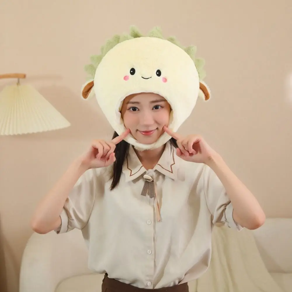 Cute Stuffed Doll Plush Durian Hat Warm Fluffy Plush Hat Toys Soft Comfort Durian Cap Kids Birthday Christmas
