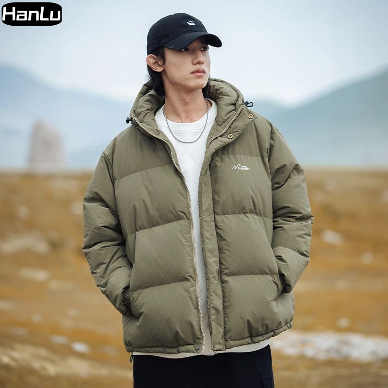Men's Winter Loose Thickened Hooded Cotton Coat Couple Bread Set Fashion Embroidery Windproof Cotton Coat
