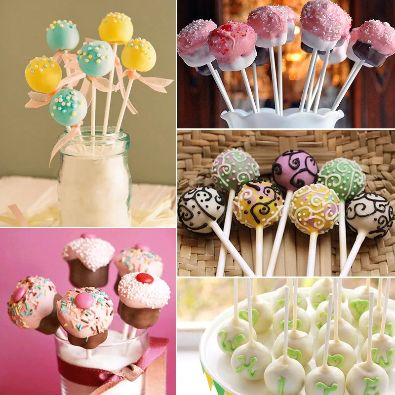 100pcs 8/10/15/20cm 백서 솔리드 코어 롤리팝 스틱 초콜릿 캔디 스틱 케이크 팝 스틱 DIY 베이킹 액세서리