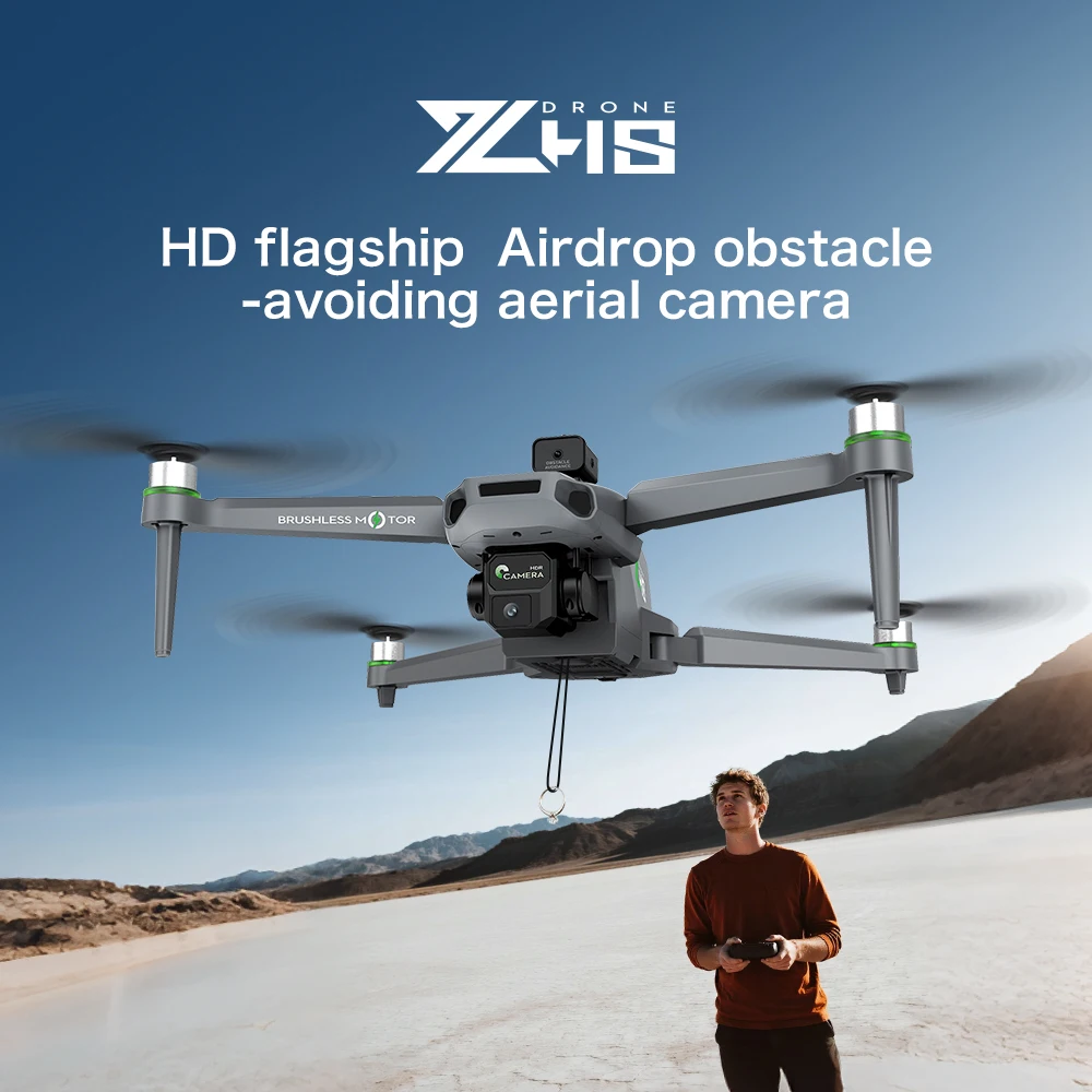 Vue rapprochée du drone de course FPV avec caméra HD WiFi et moteur brushless, montrant les hélices