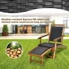 Patio Chaise Lounge Chair - Acacia Wood Folding Rattan Wicker Chair w/Retractable Footrest, Space-Saving Ergonomic 6