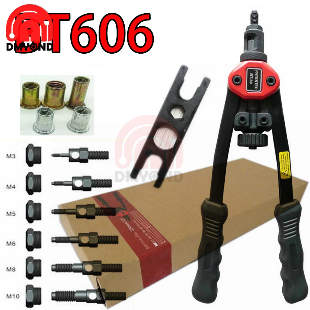 Mão de Rosca Rivet Pneumática Nut Gun Nuts Insert Rebitador Manual Ferramenta Rivnut para m3 m4 m5 m6 m8 M10 M12 Bt605 Bt607 78 Pcs