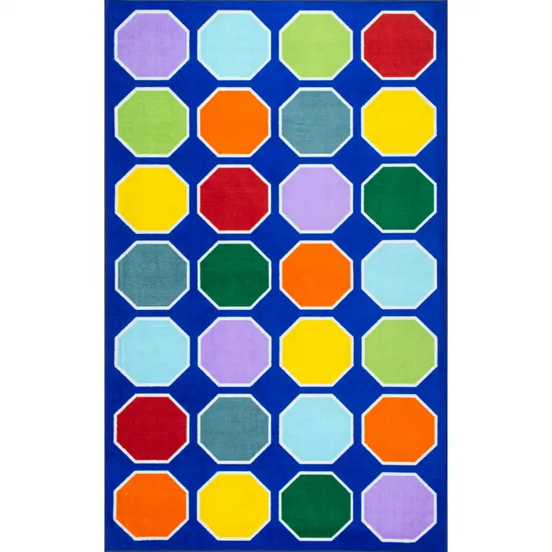 

Восьмиугольный коврик с принтом, 3 '3 ''x 5', синий