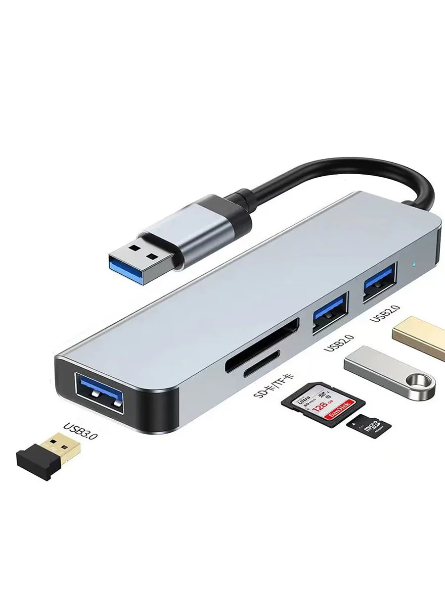 5 in 2 허브 USB 3.0 타입 C 어댑터 도킹 스테이션 USB 2.0 포트 TF SD 카드 리더 멀티 허브 스플리터 (맥북 프로 컴퓨터용)