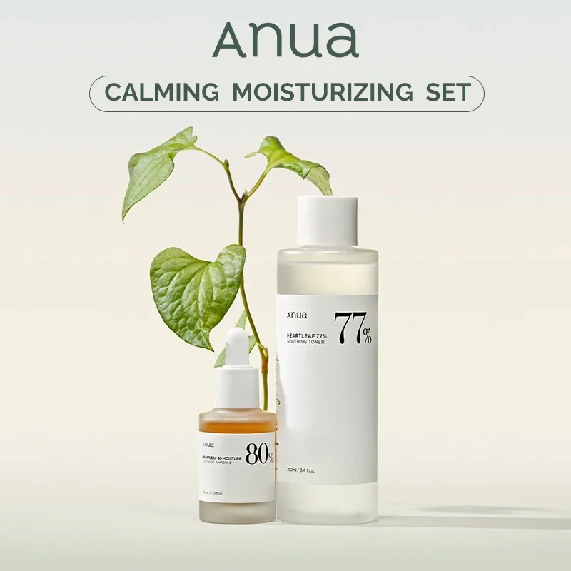 Anua Calming Moisturizing Set Heartleaf 80% Soothing Ampoule (Serum) & Heartleaf 77% Soothing Toner
