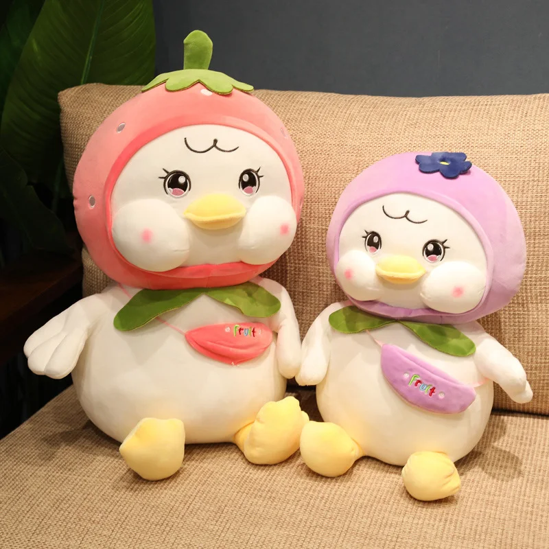 Kawaii Fruits Duck Plush Toy Cute Soft Stuffed Animals Duck Plushies Doll Big Size Plush Toys for Girls Boys Kids Birthday Gifts велобандана buff mossy oak polar duck blind us one size 121550 311 10 00