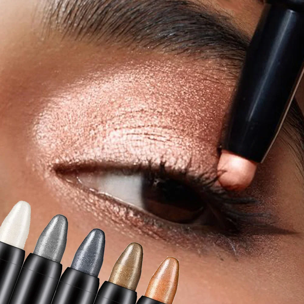 Eye Shadow Eyeshadow Stick Eye Shadow Stick-Pearlescent Highlighter Eyeshadow Pencil 2in1 Long Lasting Glitter Shimmer Waterproof