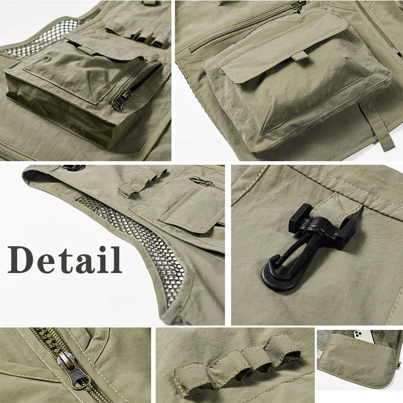 14 Pockets Summer New Men US Tactical Hiking Fishing Vest Mens Photographer Waistcoat Mesh Cargo Sleeveless Jacket Tool Vest 7XL