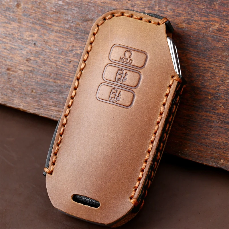 Genuine Leather Car Key Case Full Cover Keychain for Kia Ev6 Seltos K5 Sorento Mq4 7 Button