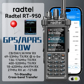 Radtel RT-950 PRO Walkie Talkie – 10W Multi-Band Ham Radio with GPS APRS, Bluetooth & AM/FM/CB/SSB Receiver 1