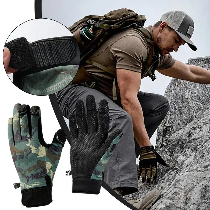 Cold Weather Fishing Gloves Winter Warm Fleece Fingerless Gloves For Hunting Touchscreen Cold Weather Warm Non-Slip