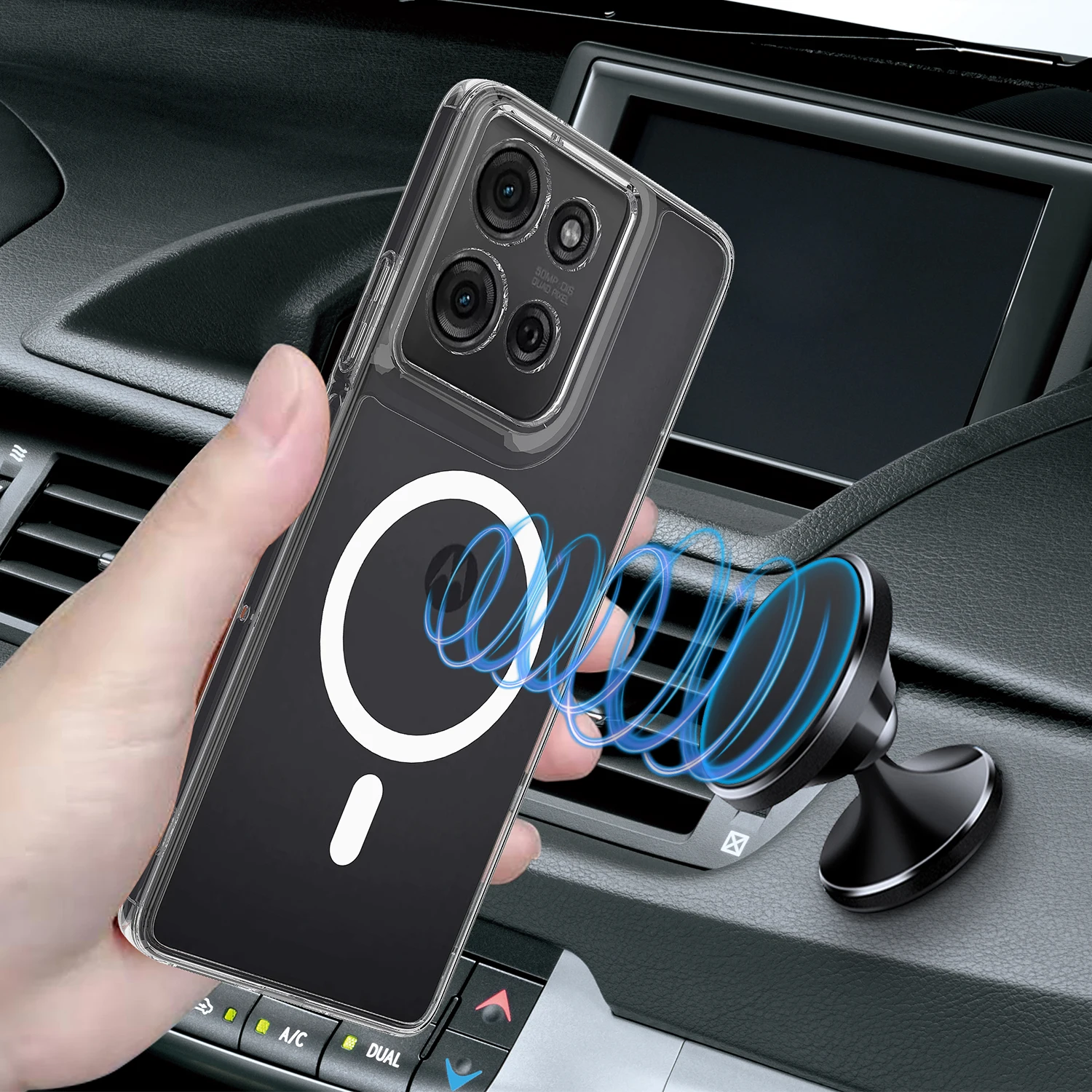 Case For Moto G75 Magsafe Magnetic TPU Acrylic Transparent All-wrap Scratch Proof Cover For Motorola G75 Shockproof Bumper 3