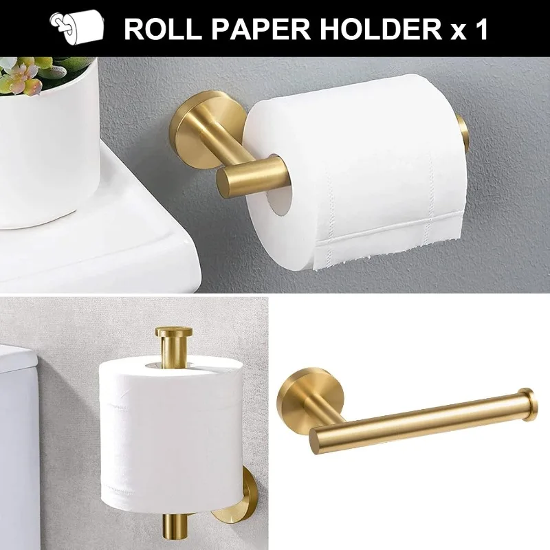 5Piece Bronze Gold Bathroom Hardware Accessories Set,Gold Towel Bar Towel Holder Set Rack Set Stainless Steel Wall Mounted