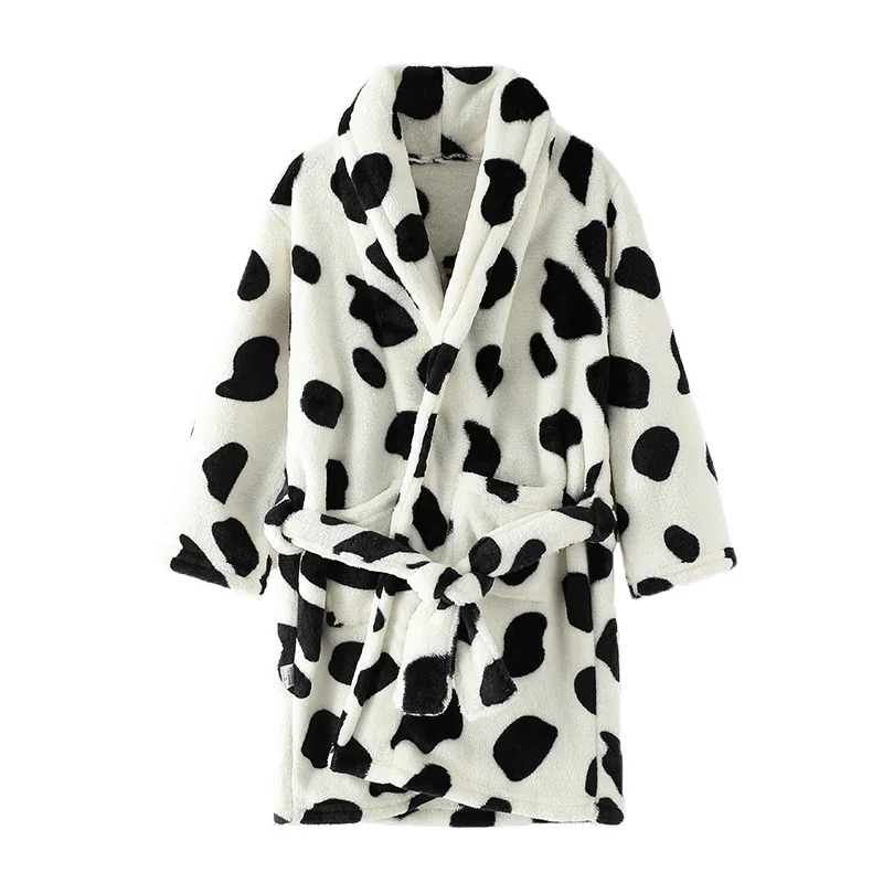 New Kids Hooded Flannel Bathrobe Baby Bath Bear printed Robes Boy Girls Cute Cartoon Soft Warm Pajamas Long Sleeve Towel Robe
