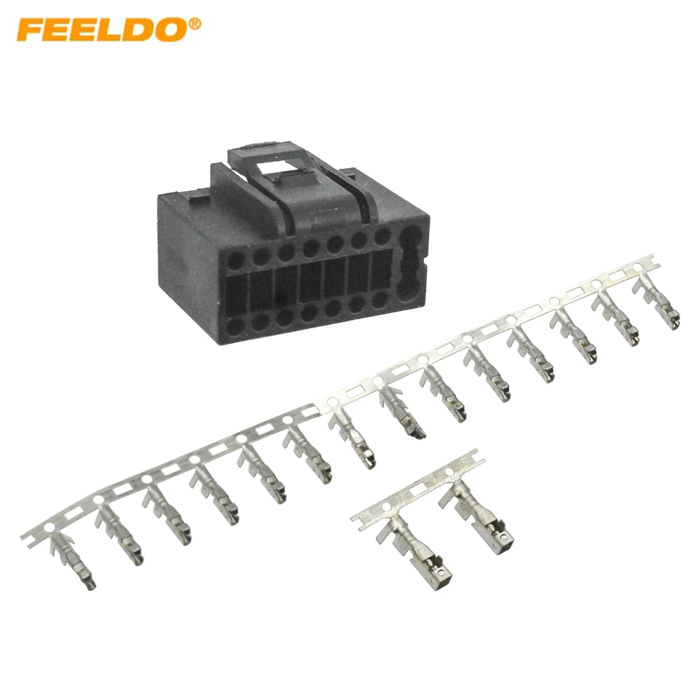 

FEELDO Car Audio CD player Connector 16pcs Terminal 16 Pins Socket for Chevrolet Chery Landwind Fashion CD/DVD DIY Plug Changer