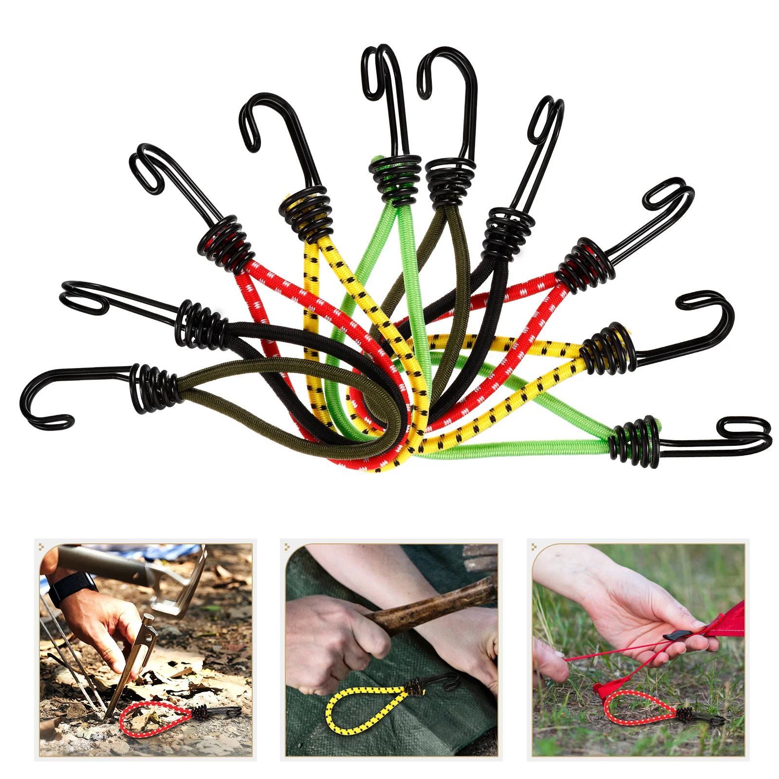 

10pcs Multi-function Tent Fixing Strap Buckles Elastic Rope Buckles for Camping Tent