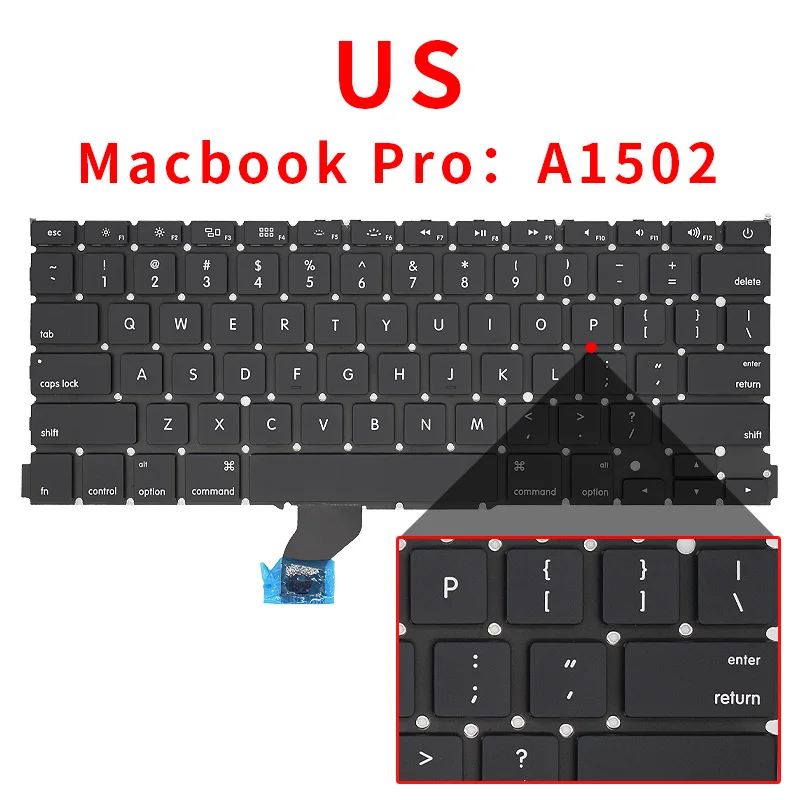 Teclado Notebook para Macbook Pro Retina Eua Reino Unido Espanha Russo Francês Suíço Portugal 13 A1502 Layout 2013 2014 2023 Ano Novo - Imagem 5
