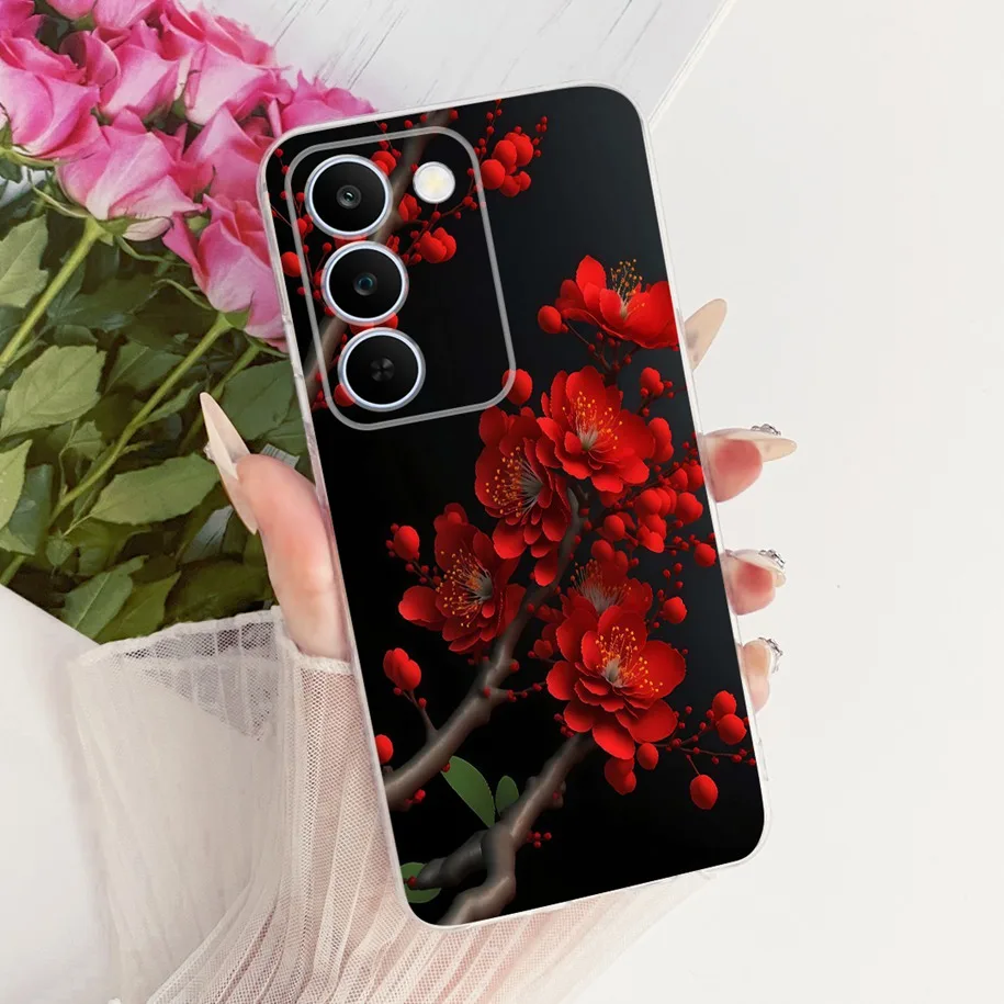 Floral Bow Bumper Soft Silicone Clear Phone Case Cover