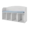 White PVC, Cloth, Sponge Kids Bookshelf with Reading Nook, Bookshelf with Soft Cushion, Storage Bench with Book Rack 3