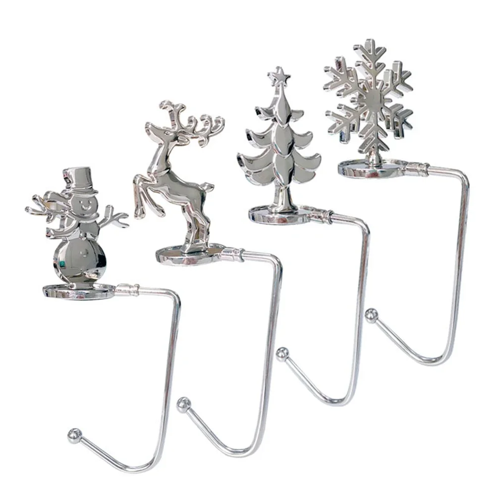 2026 New Year Christmas Fireplace Hooks for Hanging Stockings Metal No Glue Table Edge Hooks Decorative Quick Setup Home Hooks
