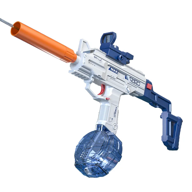 Uzi Electric Water Gun Continuous Firing Summer Pool Toys Gun with Sights Silencer Outdoor Fun Cs Game Prop For Kids 5