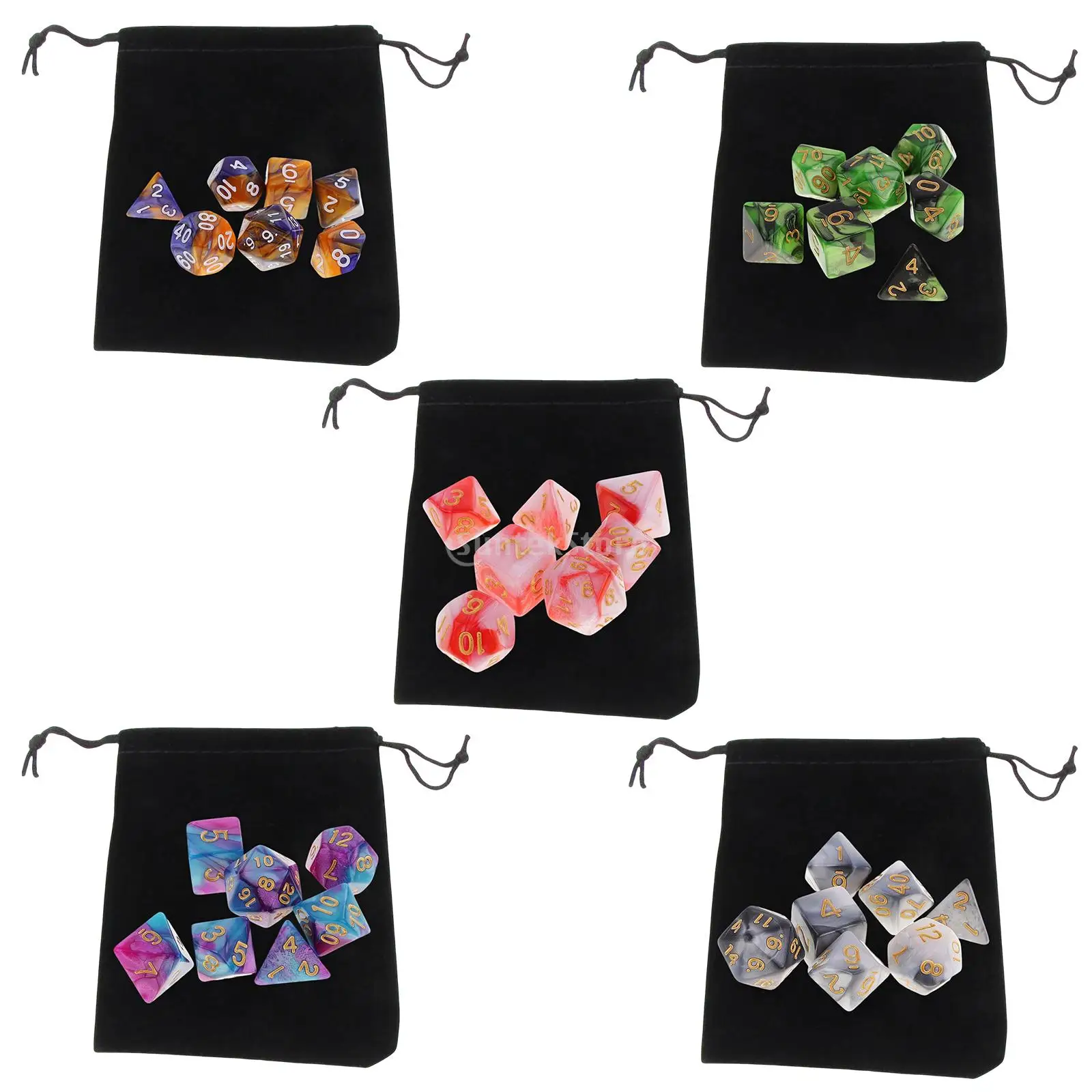 7/10Pcs Polyhedral Dices Set D4 D6 D8 D10 D12 D20 w/ Pouch Entertainment Toys Role Playing Game Supplies for DnD RPG Card Games