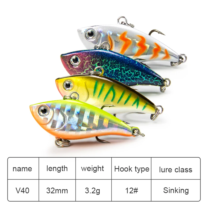 Banshee 32mm 3.2g Mini Vibration Lipless Crankbaits Sinking Fishing Lure  Noisy Rattle VIB Artificial Hard Bait Wobblers Set Bass