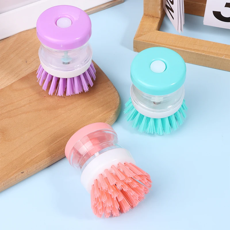 2Pcs Dishwashing Brushes Automatic Liquid Addition Wash Pots Dish Sink Washing Up Liquid Soap Dispenser Kitchen Cleaning Tool