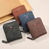 2025 new men's wallet short horizontal zipper three fold zero wallet retro casual buckle square bag 1